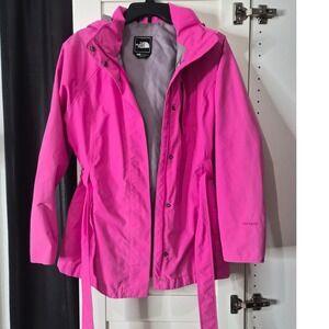 The North Face Hyvent Pink Rain Jacket Hooded Belted Womens M